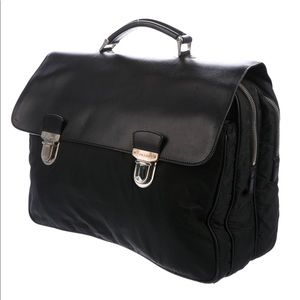Authentic PRADA briefcase with nylon and leather